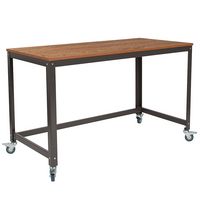 Alamont Home - Livingston Collection Rectangle Industrial Laminate Home Office Desk - Brown Oak - Large Front