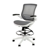 Alamont Home - Waylon Modern Mesh Drafting Stool - Gray Mesh/White Frame - Large Front
