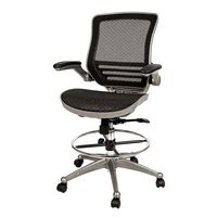 Alamont Home - Waylon Modern Mesh Drafting Stool - Black Mesh/Graphite Silver Frame - Large Front