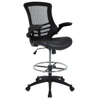 Alamont Home - Kelista Contemporary Mesh Drafting Stool - Black LeatherSoft/Mesh - Large Front