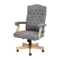 Alamont Home - Derrick Traditional Fabric Swivel Office Chair - Gray Fabric/Driftwood - Large Front