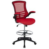 Alamont Home - Kelista Contemporary Mesh Drafting Stool - Red Mesh - Large Front