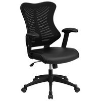 Alamont Home - Kale Contemporary Leather/Faux Leather Executive Swivel Office Chair - Black Leath... - Large Front