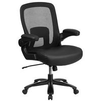 Alamont Home - Hercules Big & Tall 500 lb. Rated Black Mesh/LeatherSoft Ergonomic Chair - Black L... - Large Front