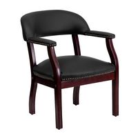 Alamont Home - Diamond Traditional Leather/Faux Leather Side Chair - Upholstered - Black LeatherSoft - Large Front