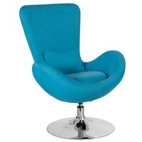 Alamont Home - Egg Contemporary Fabric Accent Chair - Upholstered - Aqua Fabric - Large Front