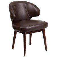 Alamont Home - Comfort Back Contemporary Leather/Faux Leather Side Chair - Upholstered - Brown Le... - Large Front
