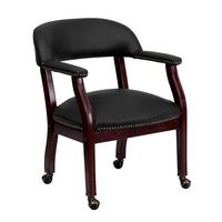 Alamont Home - Diamond Traditional Leather/Faux Leather Side Chair - Upholstered - Black LeatherSoft - Large Front