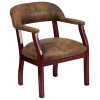 Alamont Home - Diamond Traditional Fabric Side Chair - Upholstered - Bomber Jacket Brown Microfiber - Large Front