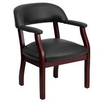 Alamont Home - Diamond Traditional Vinyl Side Chair - Upholstered - Black Vinyl - Large Front