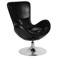 Alamont Home - Egg Contemporary Leather/Faux Leather Accent Chair - Upholstered - Black LeatherSoft - Large Front