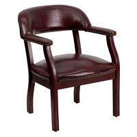 Alamont Home - Diamond Traditional Vinyl Side Chair - Upholstered - Oxblood Vinyl - Large Front