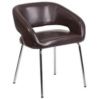 Alamont Home - Fusion Contemporary Leather/Faux Leather Side Chair - Upholstered - Brown - Large Front