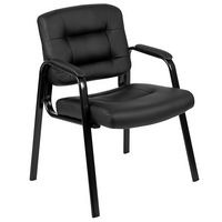 Alamont Home - Darwin  Contemporary Leather/Faux Leather Side Chair - Unupholstered - Black - Large Front