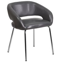 Alamont Home - Fusion  Contemporary Leather/Faux Leather Side Chair - Upholstered - Gray - Large Front