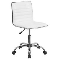 Alamont Home - Alan Contemporary Vinyl Swivel Office Chair - White Vinyl/Chrome Frame - Large Front