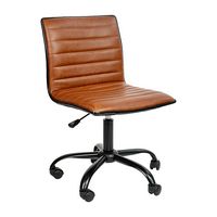 Alamont Home - Alan Contemporary Vinyl Swivel Office Chair - Brown Vinyl/Black Frame - Large Front