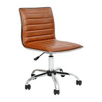 Alamont Home - Alan Contemporary Vinyl Swivel Office Chair - Brown Vinyl/Chrome Frame - Large Front