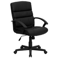 Alamont Home - Lane Contemporary Leather/Faux Leather Swivel Office Chair - Black - Large Front