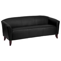 Flash Furniture - Hercules Imperial Contemporary 3-seat Leather/Faux Leather Reception Sofa - Black - Large Front