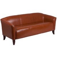 Flash Furniture - Hercules Imperial Contemporary 3-seat Leather/Faux Leather Reception Sofa - Cognac - Large Front