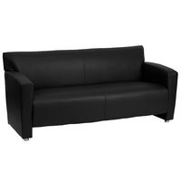 Flash Furniture - Hercules Majesty Contemporary 3-seat Leather/Faux Leather Reception Sofa - Black - Large Front