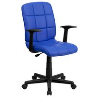 Alamont Home - Clayton Modern Vinyl Swivel Office Chair with Arms - Blue - Large Front
