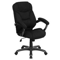 Alamont Home - Jessie Contemporary Fabric Swivel Office Chair - Black Microfiber - Large Front
