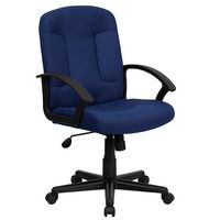 Alamont Home - Garver Contemporary Fabric Executive Swivel Office Chair - Navy - Large Front