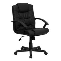 Alamont Home - Lindon Contemporary Leather/Faux Leather Swivel Office Chair - Black - Large Front