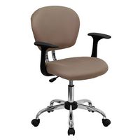 Alamont Home - Beverly Contemporary Mesh Swivel Office Chair with Arms - Coffee Brown - Large Front