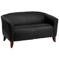 Alamont Home - Hercules Imperial Contemporary 2-seat Leather/Faux Leather Reception Loveseat - Black - Large Front