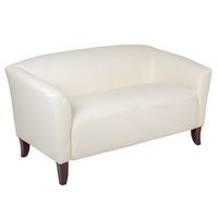 Alamont Home - Hercules Imperial Contemporary 2-seat Leather/Faux Leather Reception Loveseat - Ivory - Large Front