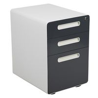 Alamont Home - Wren Modern Steel 3-Drawer Filing Cabinet - White and Charcoal - Large Front
