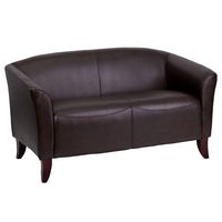 Alamont Home - Hercules Imperial Contemporary 2-seat Leather/Faux Leather Reception Loveseat - Brown - Large Front