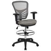 Alamont Home - Tyler Contemporary Mesh Drafting Stool - Light Gray Mesh/Black Frame - Large Front
