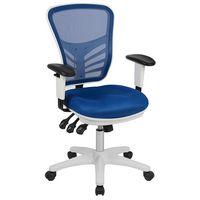 Alamont Home - Nicholas Contemporary Mesh Executive Swivel Office Chair - Blue Mesh/White Frame - Large Front