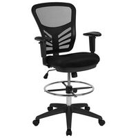 Alamont Home - Tyler Contemporary Mesh Drafting Stool - Black Mesh/Black Frame - Large Front