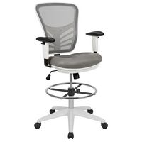 Alamont Home - Tyler Contemporary Mesh Drafting Stool - Light Gray Mesh/White Frame - Large Front
