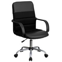 Alamont Home - Manor Contemporary Leather/Faux Leather Swivel Office Chair - Black - Large Front