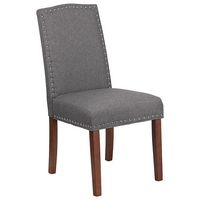 Flash Furniture - Hercules Paddington  Midcentury Fabric Side Chair - Upholstered - Gray Fabric - Large Front