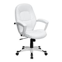 Alamont Home - Quincey Contemporary Leather/Faux Leather Executive Swivel Office Chair - White - Large Front