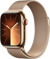 Apple Watch Series 9 (GPS + Cellular) 41mm Gold Stainless Steel Case with Gold Milanese Loop with... - Large Front