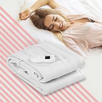 Costway - Electric Heated Mattress Pad Safe Full 8 Temperature 10h Timer - White - Large Front