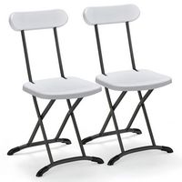 Costway 2-Pack Folding Chair with Metal Curved Feet Wide Seat & Ergonomic Backrest - White - Large Front