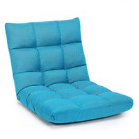 Costway - Adjustable 14-Position Folding Floor Chair - Peacock Blue - Large Front