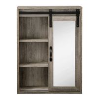 Walker Edison - Sliding Barn Door Hanging Wall Storage - Grey Wash - Large Front