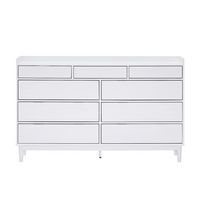 Walker Edison - Mid Century Modern Solid Wood Tray-Top 9-Drawer Dresser - White - Large Front