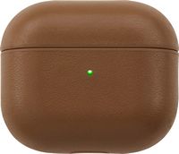 Insignia™ - Magnetic Leather Case for Apple AirPods (3rd Generation) - Brown - Large Front