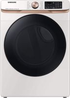 Samsung - 7.5 Cu. Ft. Stackable Smart Gas Dryer with Steam and Sensor Dry - Ivory - Large Front